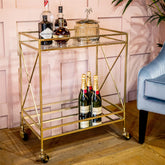 Glamorous Two Tier Gold Bar Cart Drinks Trolley